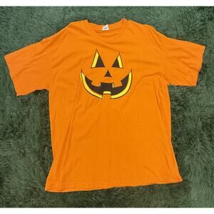 Alstyle Men's XL Orange Jack-o'-lantern Halloween Graphic T-Shirt Classic Fit